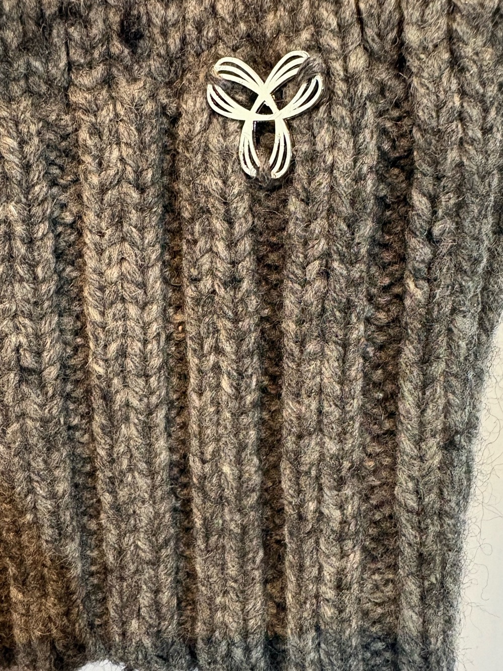 Aritzia TNA Lambswool Zip-Up Sweater Grey Bird Print Small - Picture 8 of 13